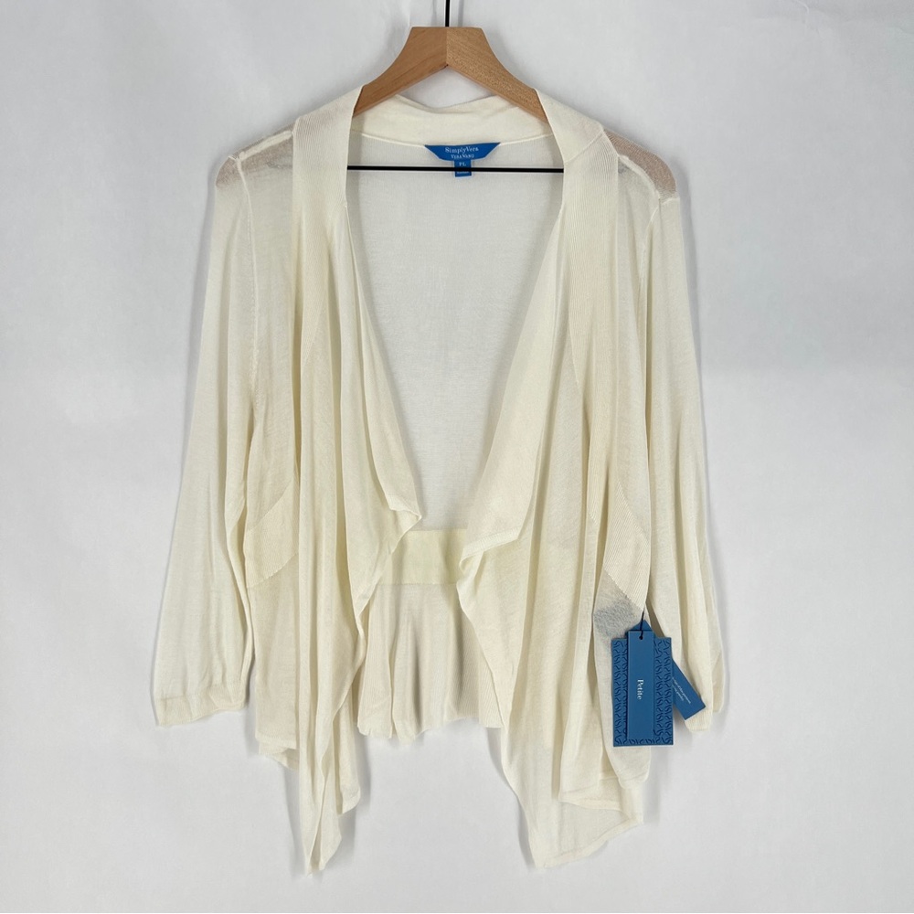 Simply Vera Vera Wang Cream Women's Open Front Draped Shrug NWT Size L Petite